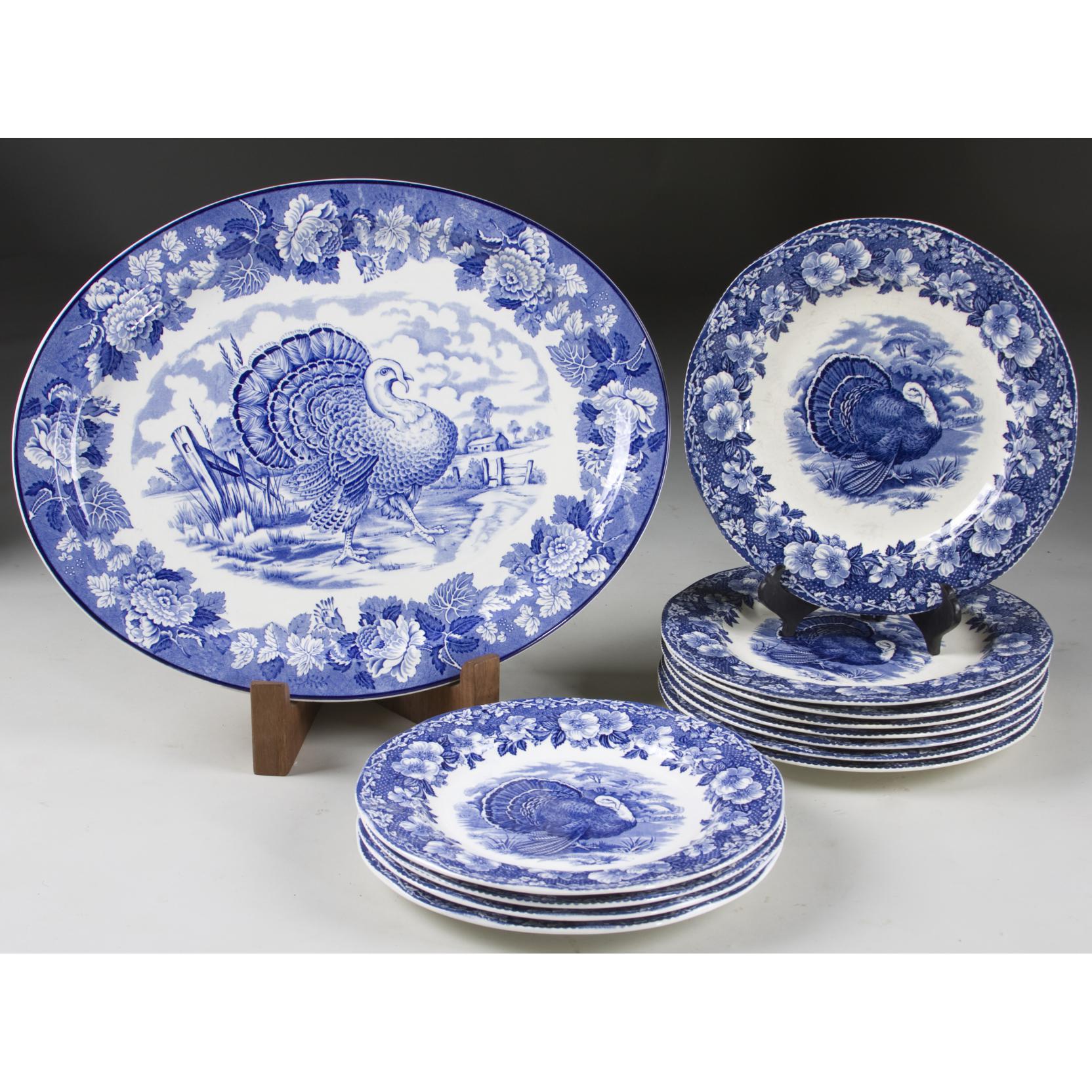 English Flow Blue Togo Plate - Ruby Lane