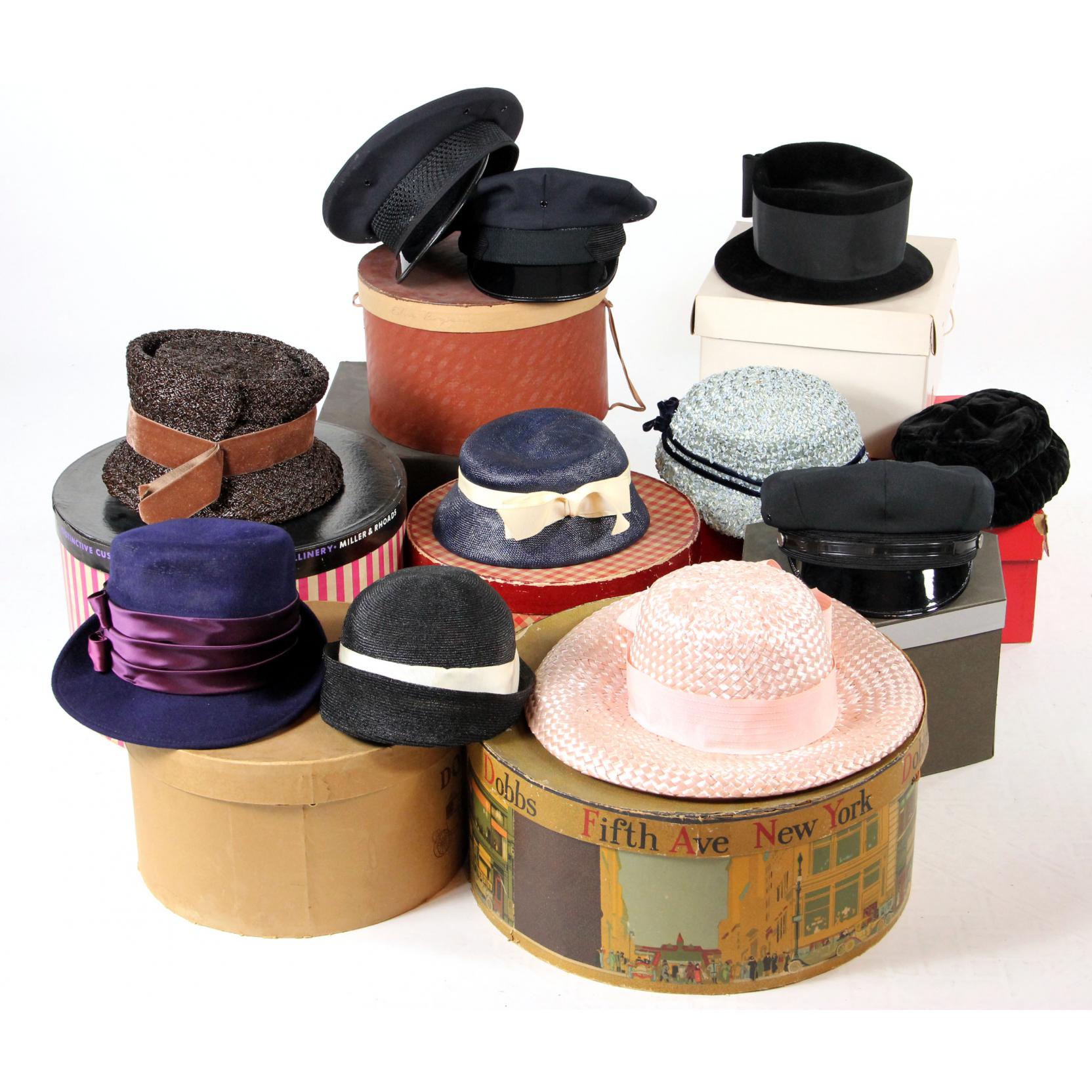 Sold at Auction: Ladies Vintage Hats and Large Hat Box