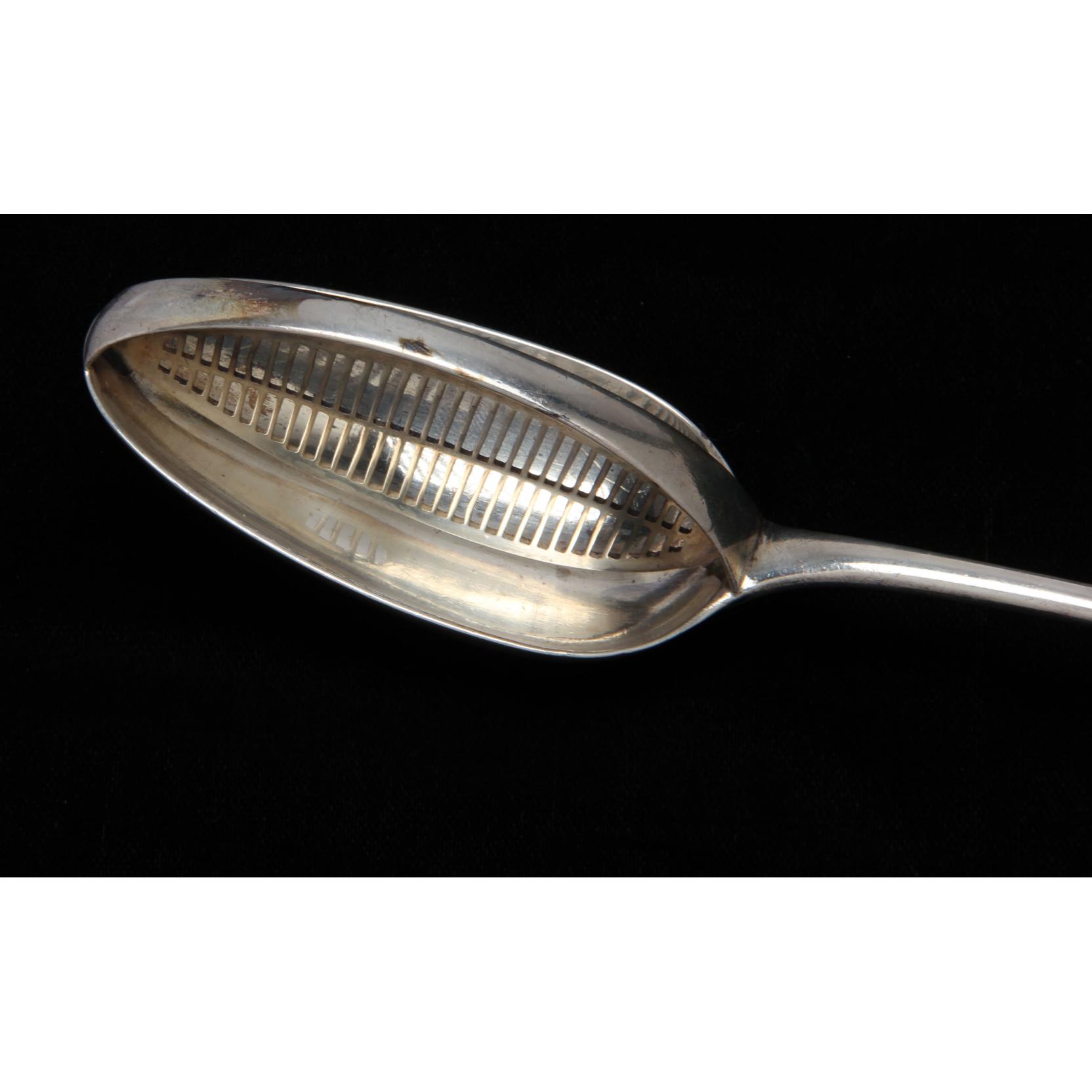 George III Antique English Silver Strainer Spoon - Wyler Antiques