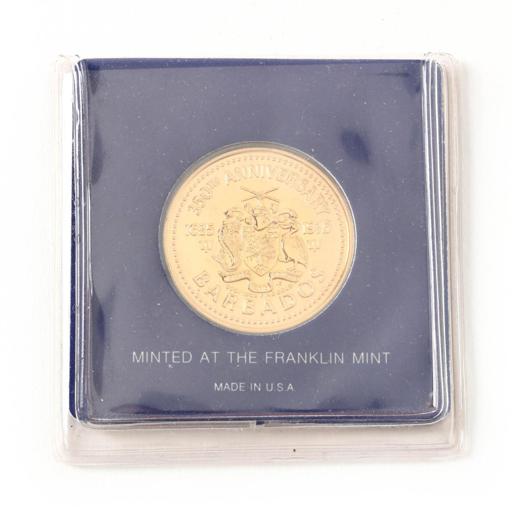 Barbados, (1975) $100 350th Anniversary Commemorative Gold Coin (Lot 50 - A  Single-Owner Collection of CoinsMar 16, 2016, 6:00pm)