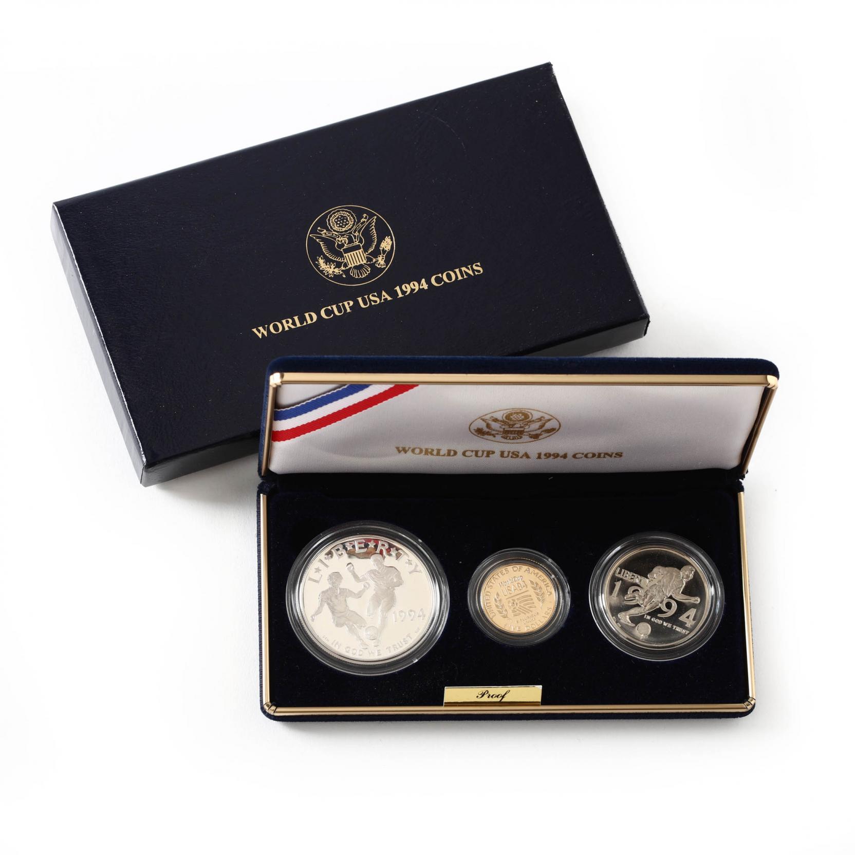 1994 World Cup USA Silver and Gold Coin 3-Coin Proof Set (Lot 14 - A  Single-Owner Collection of CoinsMar 16, 2016, 6:00pm)