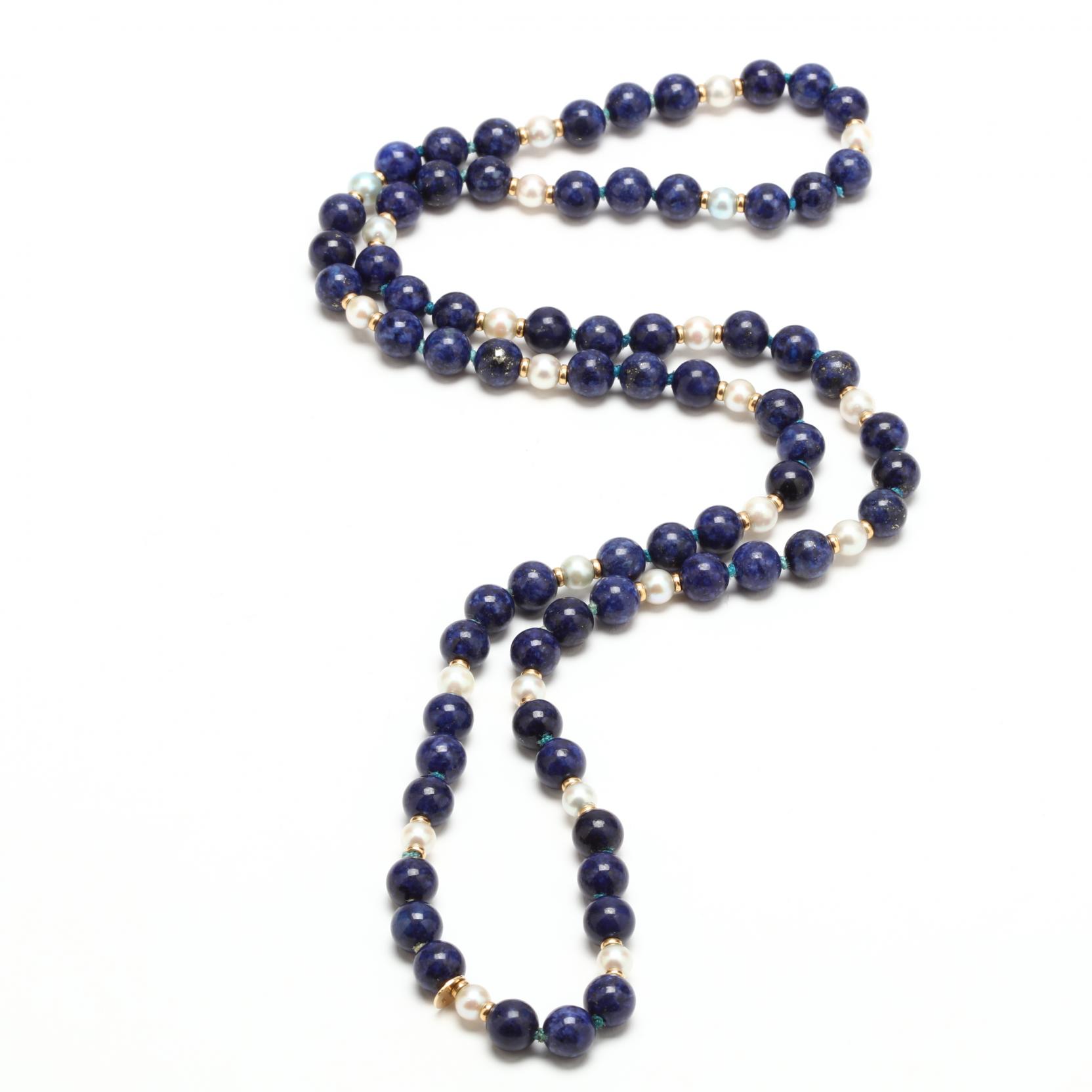 Lapis and sale pearl necklace