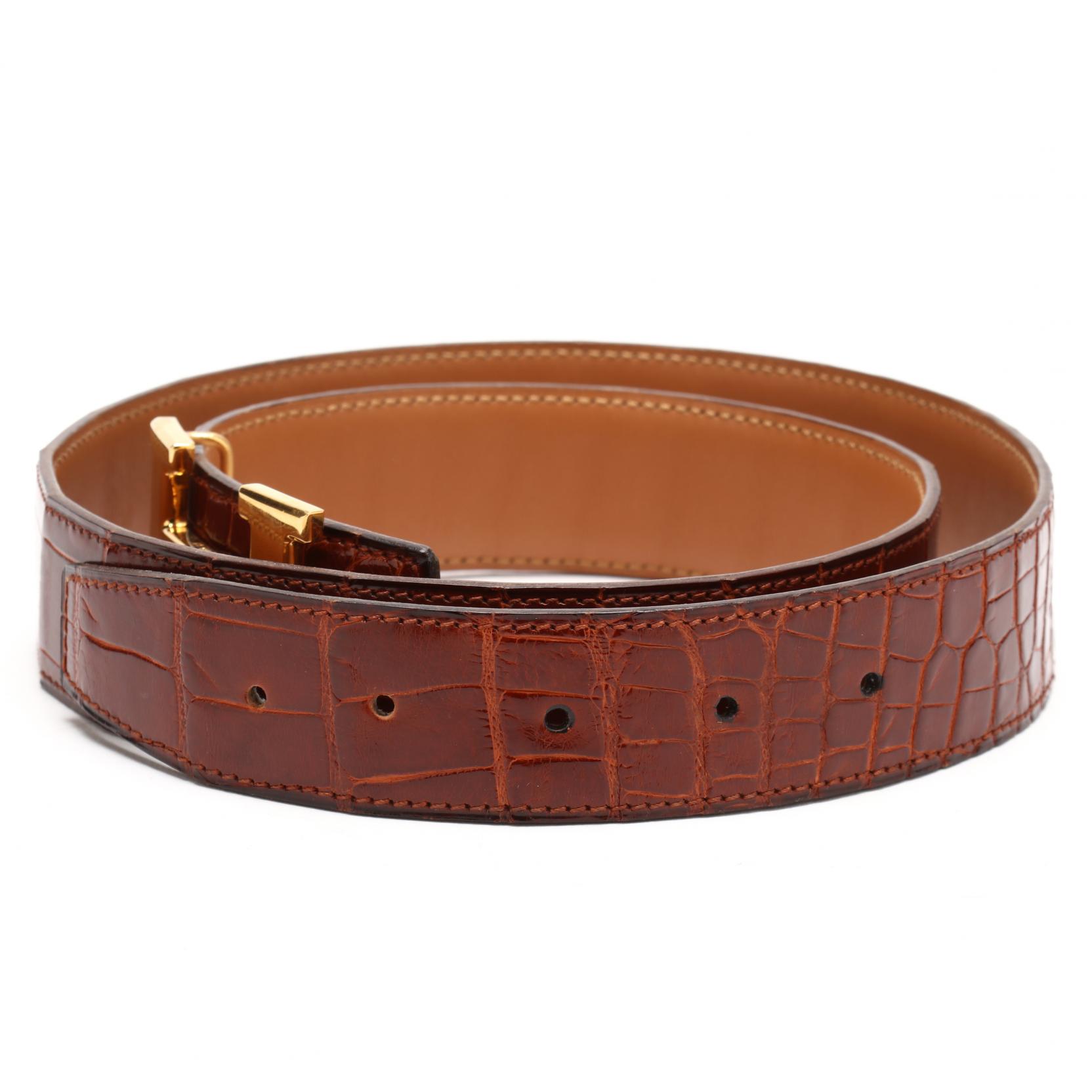 Sold at Auction: HERMES 'CONSTANCE' OSTRICH LEATHER BELT