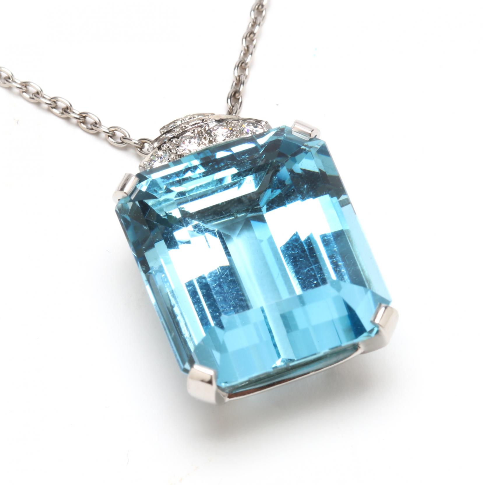 Diamond, Aquamarine and Platinum 'Crochet Lace' Necklace, Tiffany and Co.  Beekman New York - Fine Jewelry Rental Service