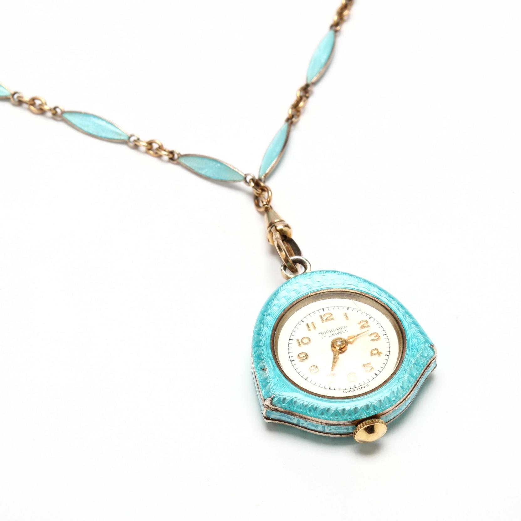 Bucherer Quartz Pendant Pocket Watch Swiss Chain Necklace Gold Plated Roman  Dial | eBay