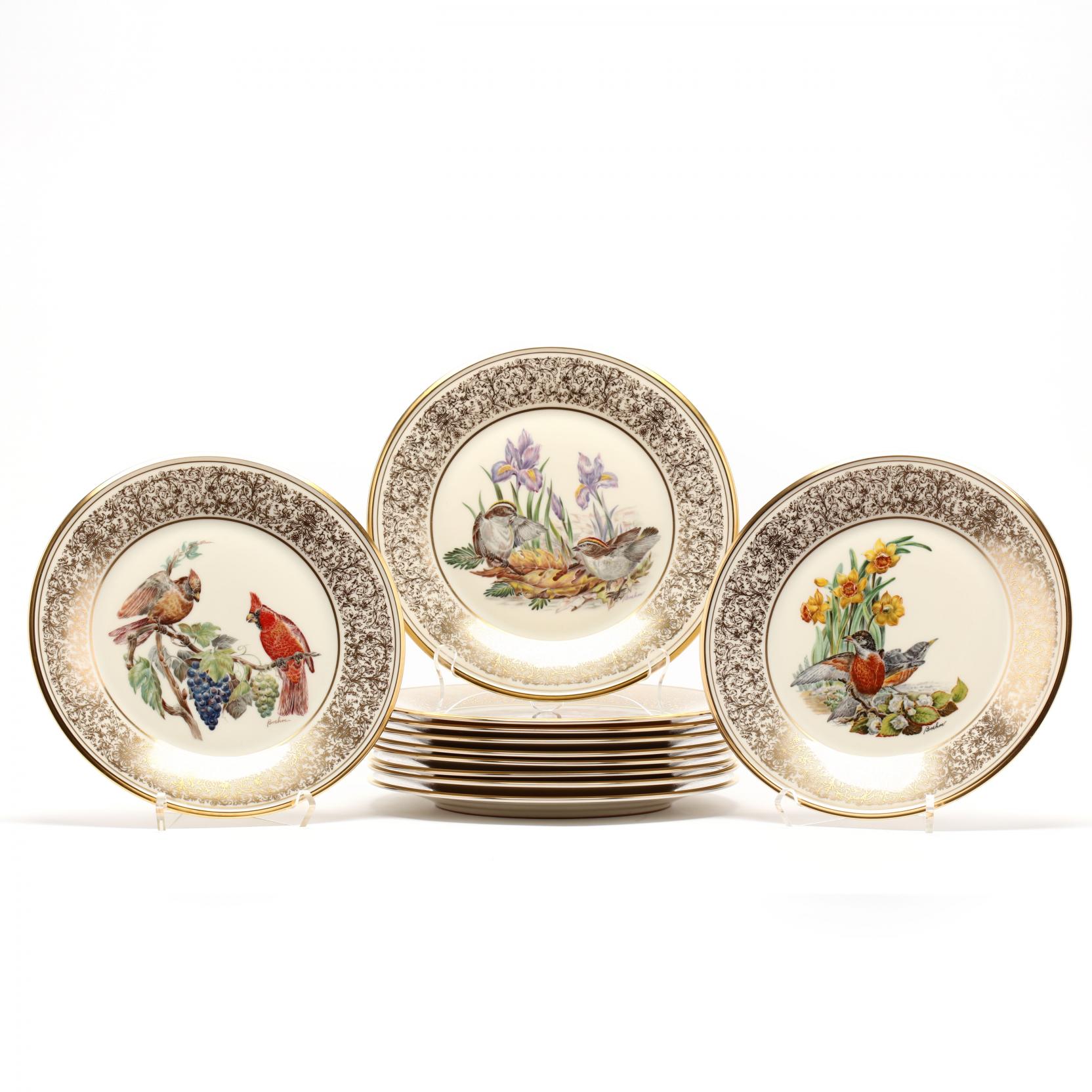 Lenox Eleven Porcelain Boehm Bird Plates Designed by Boehm Lot