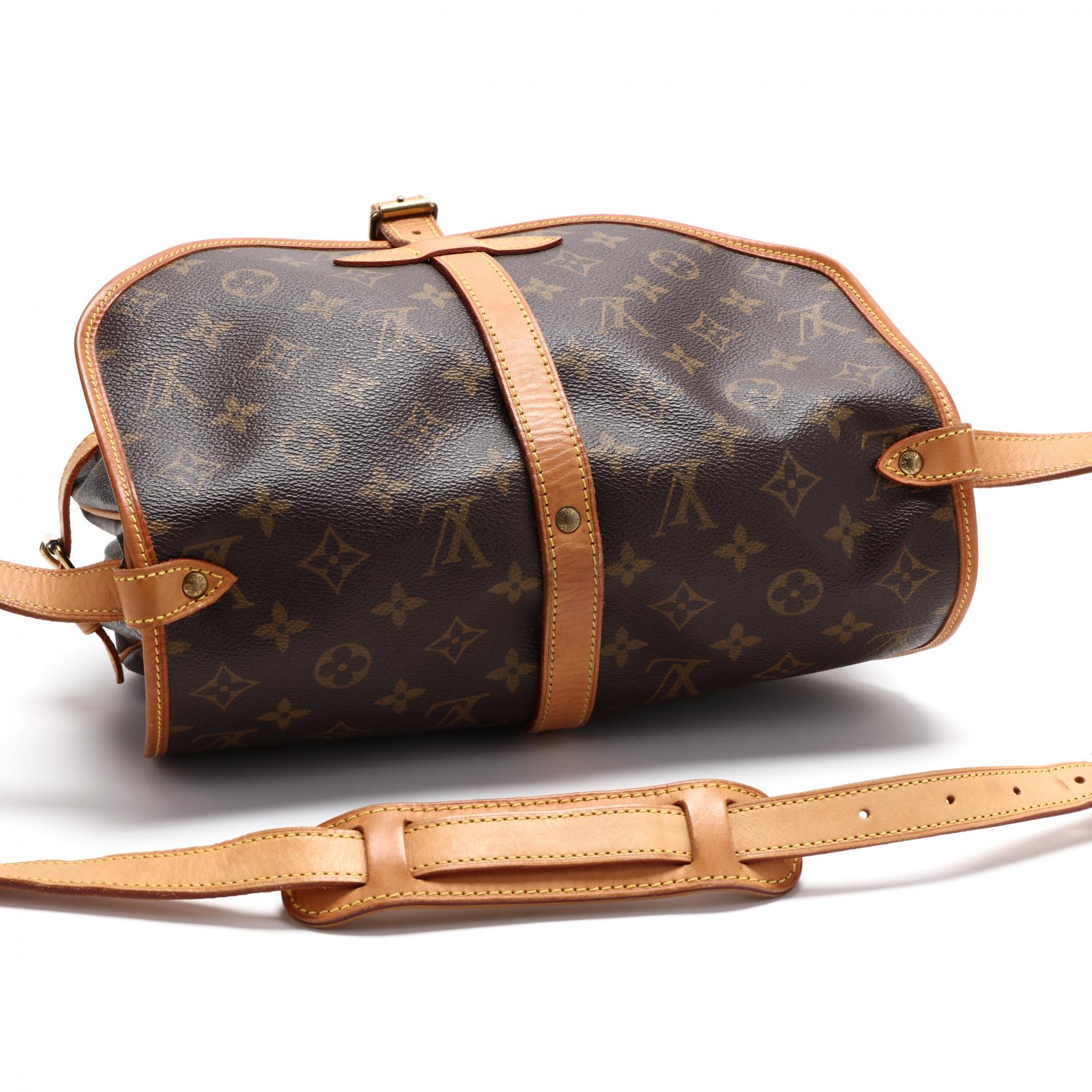 Sold at Auction: Louis Vuitton, Louis Vuitton Brown Saumur Double Strap Bag