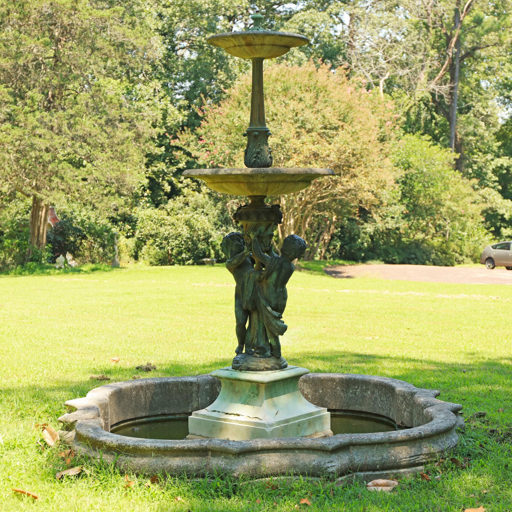 Two-Tiered French Cast Iron Fountain - Decorative Collective