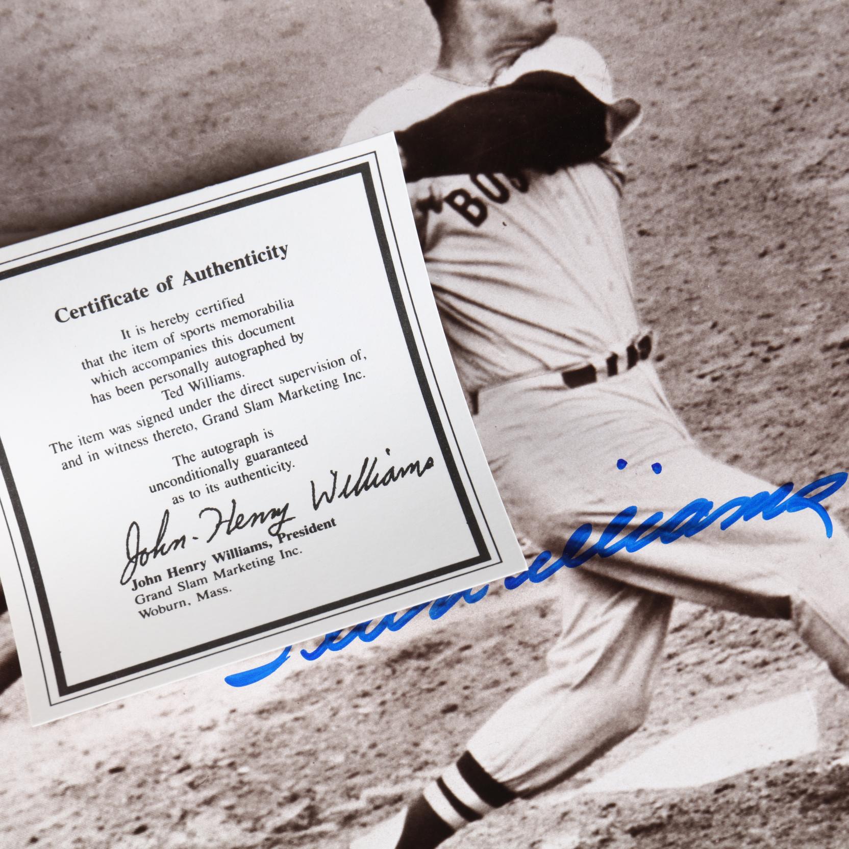 Ted Williams Signed Photograph with COA (Lot 1024 - Single-Owner Sports  Memorabilia CollectionOct 26, 2018, 1:00pm)