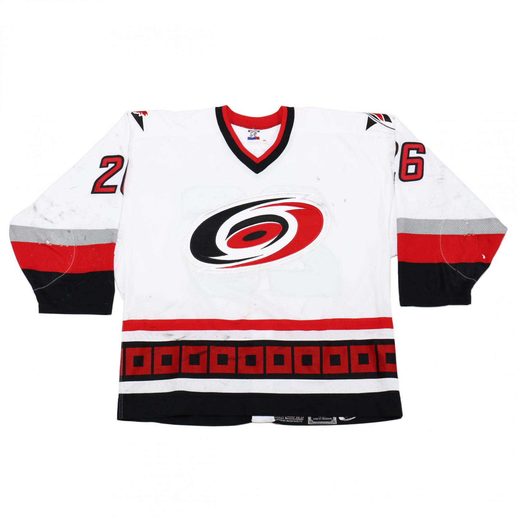 Eric Cole Autographed 8X10 Carolin Hurricanes Home Jersey (Skating