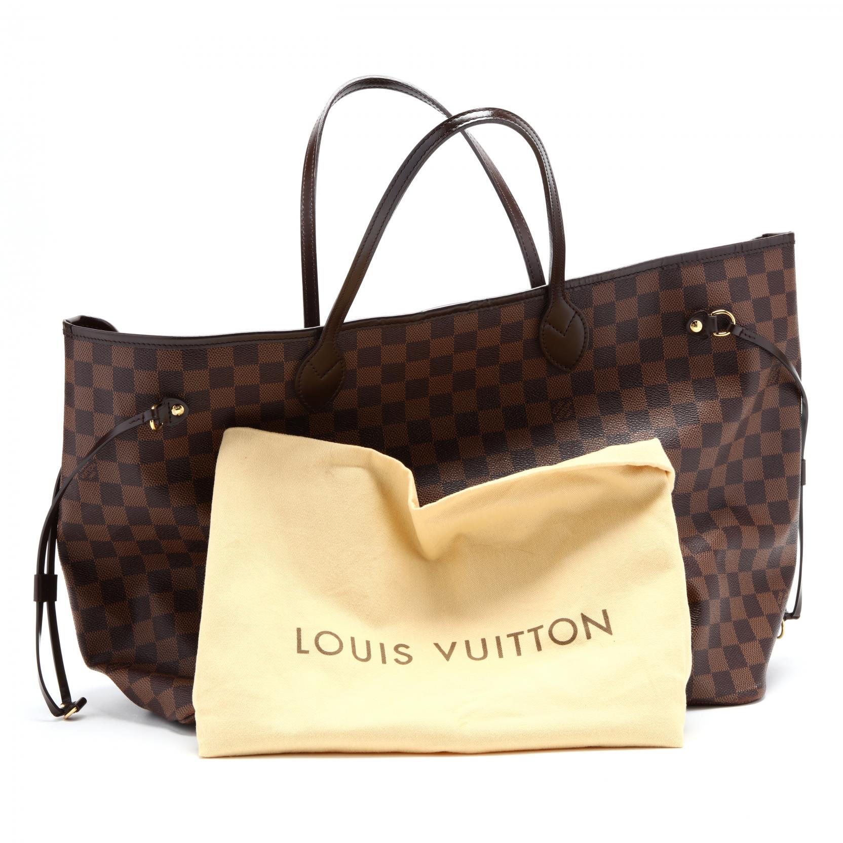 Louis Vuitton Brown Damier Ebene Neverfull Patches MM Gold Tone