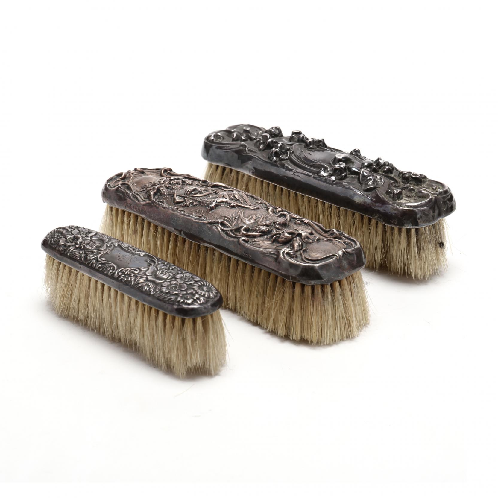 Sold at Auction: Antique Sterling Silver & Horse Hair Brushes