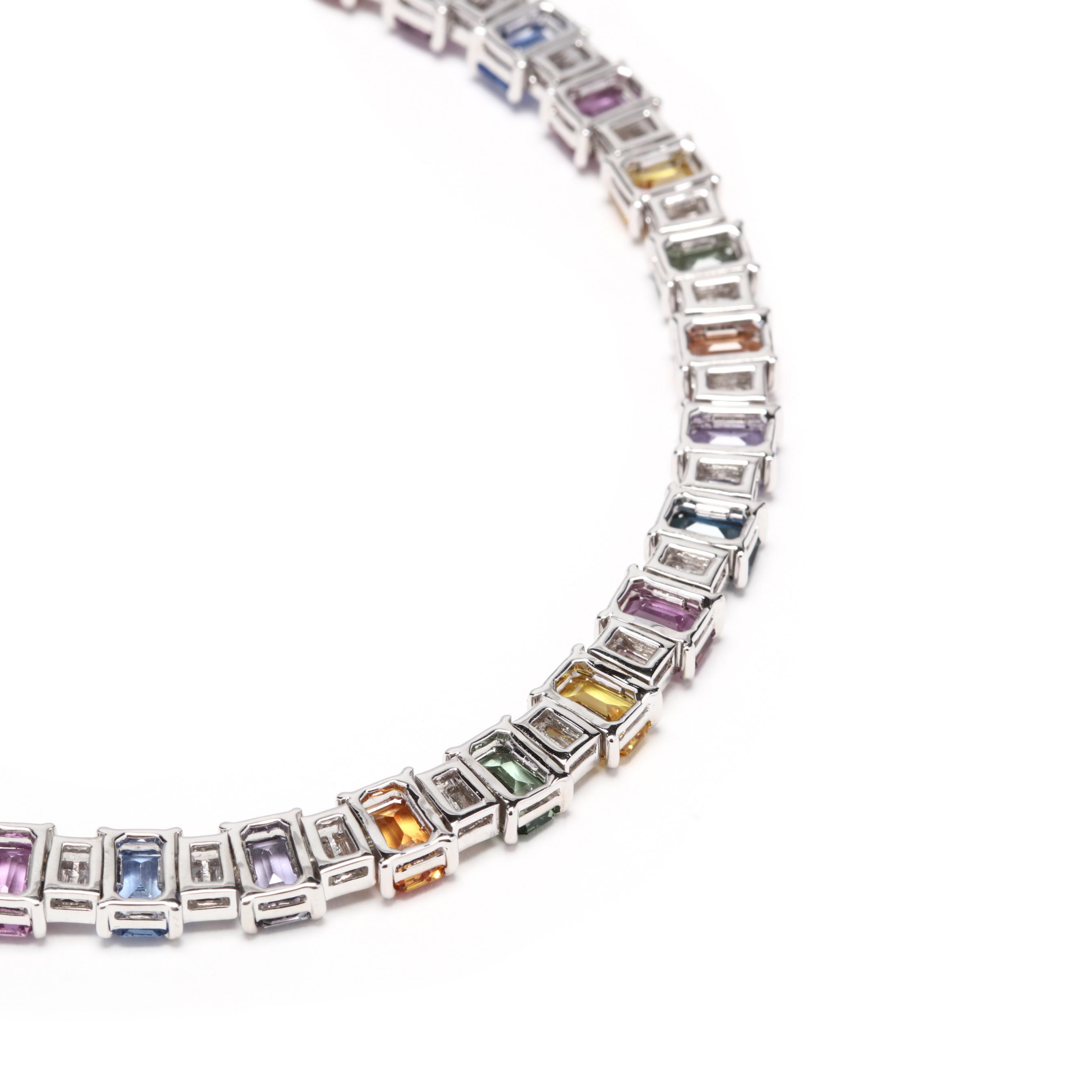 Sapphire and Diamond Starburst Necklace in White Gold – www