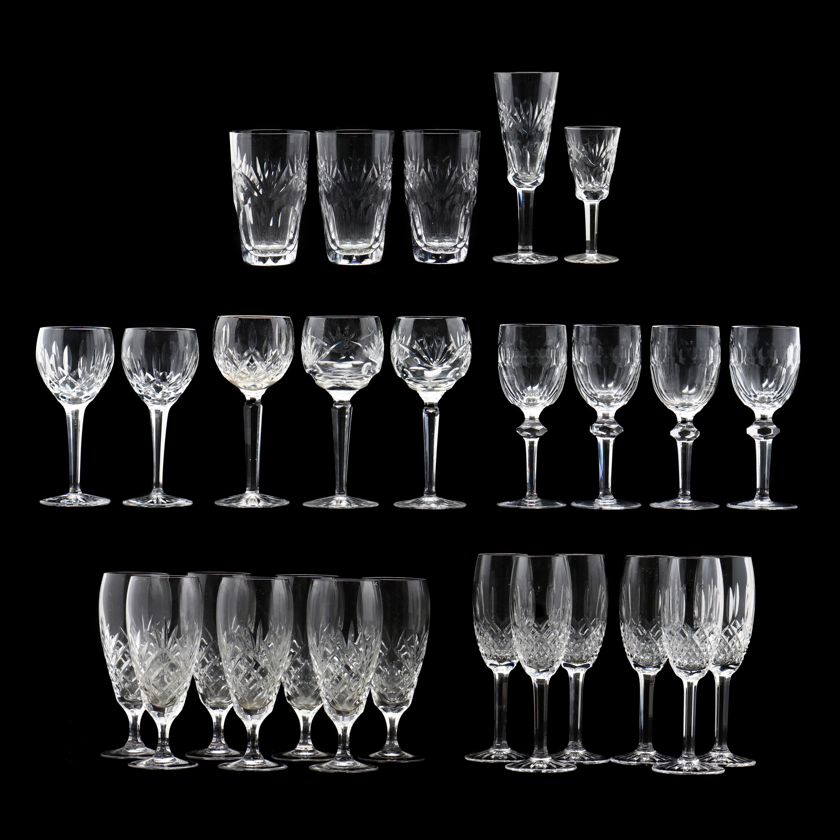 Sold at Auction: 6 WATERFORD LISMORE CRYSTAL RED WINE GLASSES