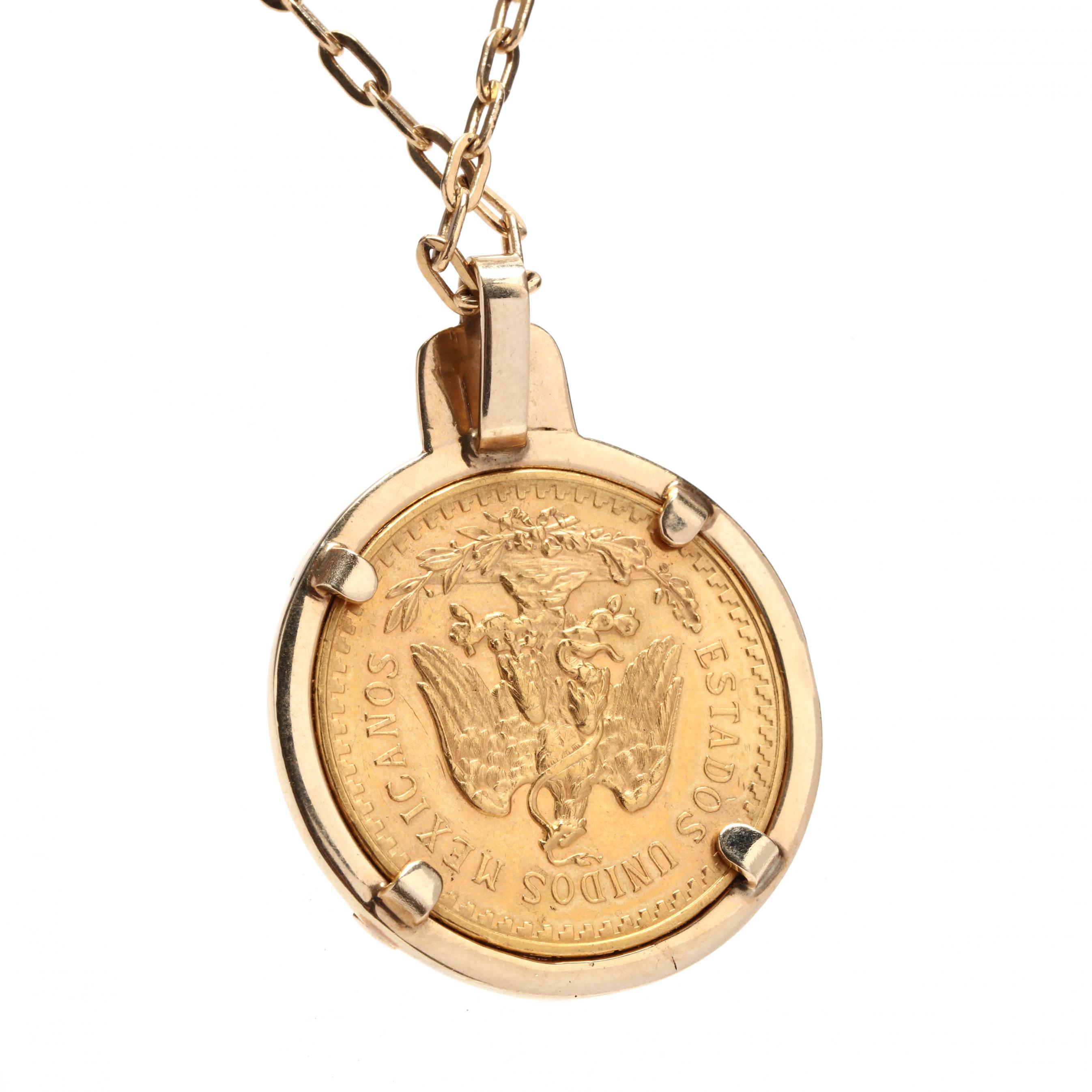 Mexican gold coin on sale necklace