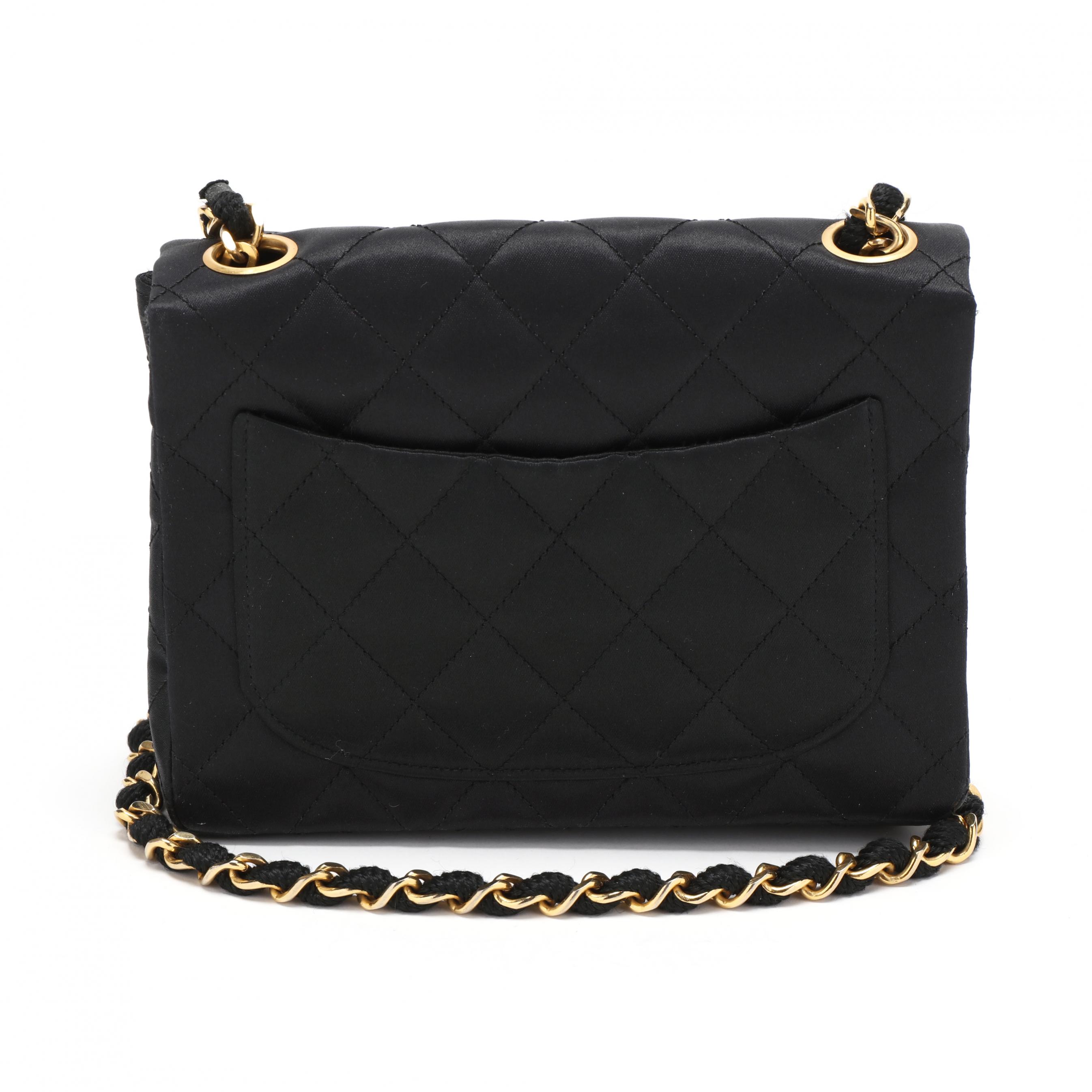 CHANEL Satin Square Quilted Lipstick Charm Mini Flap Black 1298275