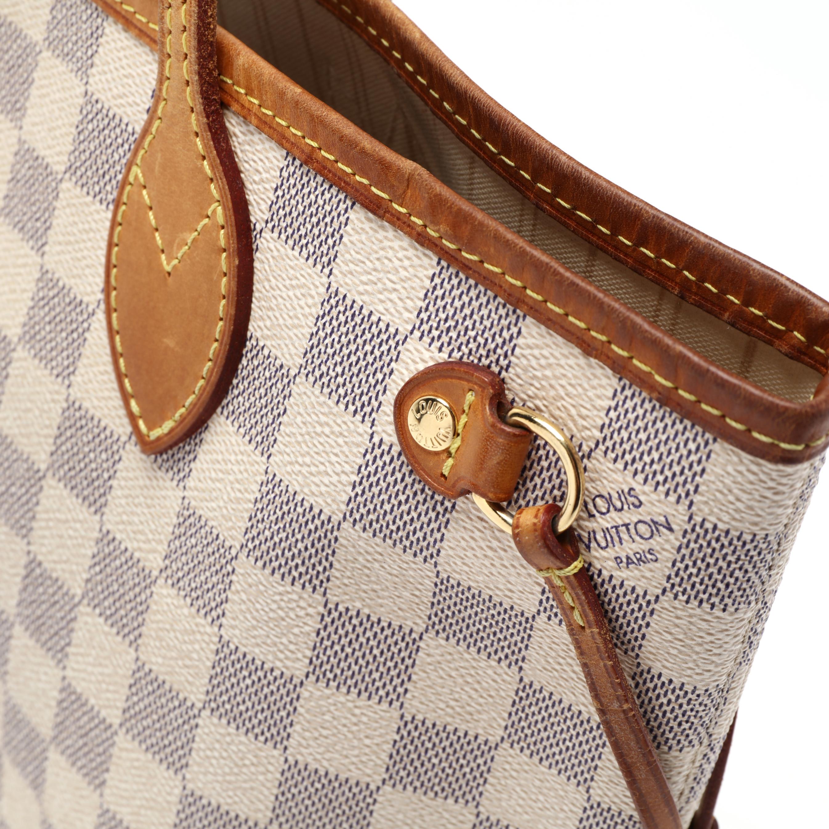 Sold at Auction: Louis Vuitton, Louis Vuitton Damier Azur Canvas Neverfull  PM