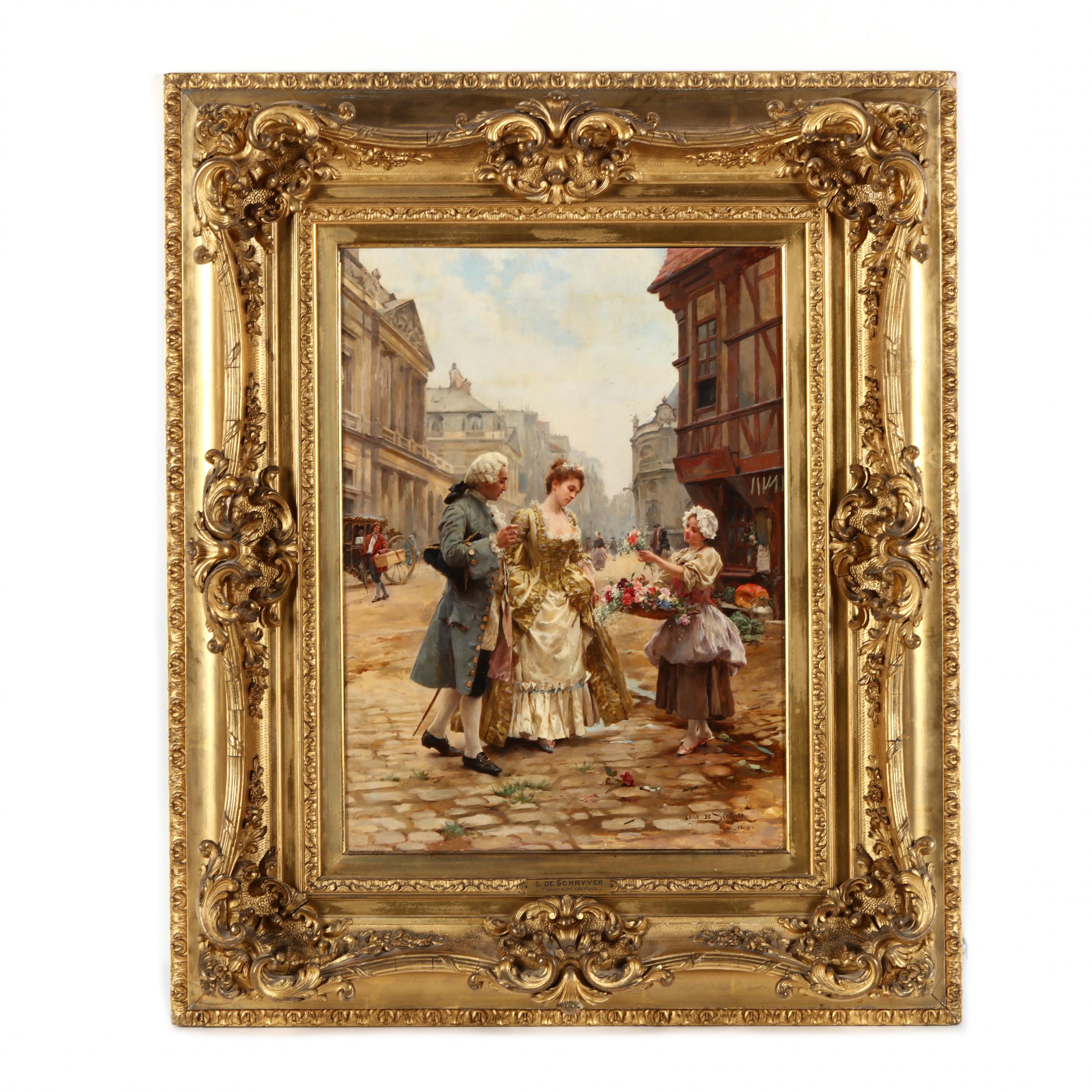 Louis Marie de Schryver (French, 1862-1942), Flower Girl, Old Paris (Lot  243 - The Signature Spring AuctionMar 13, 2021, 9:00am)