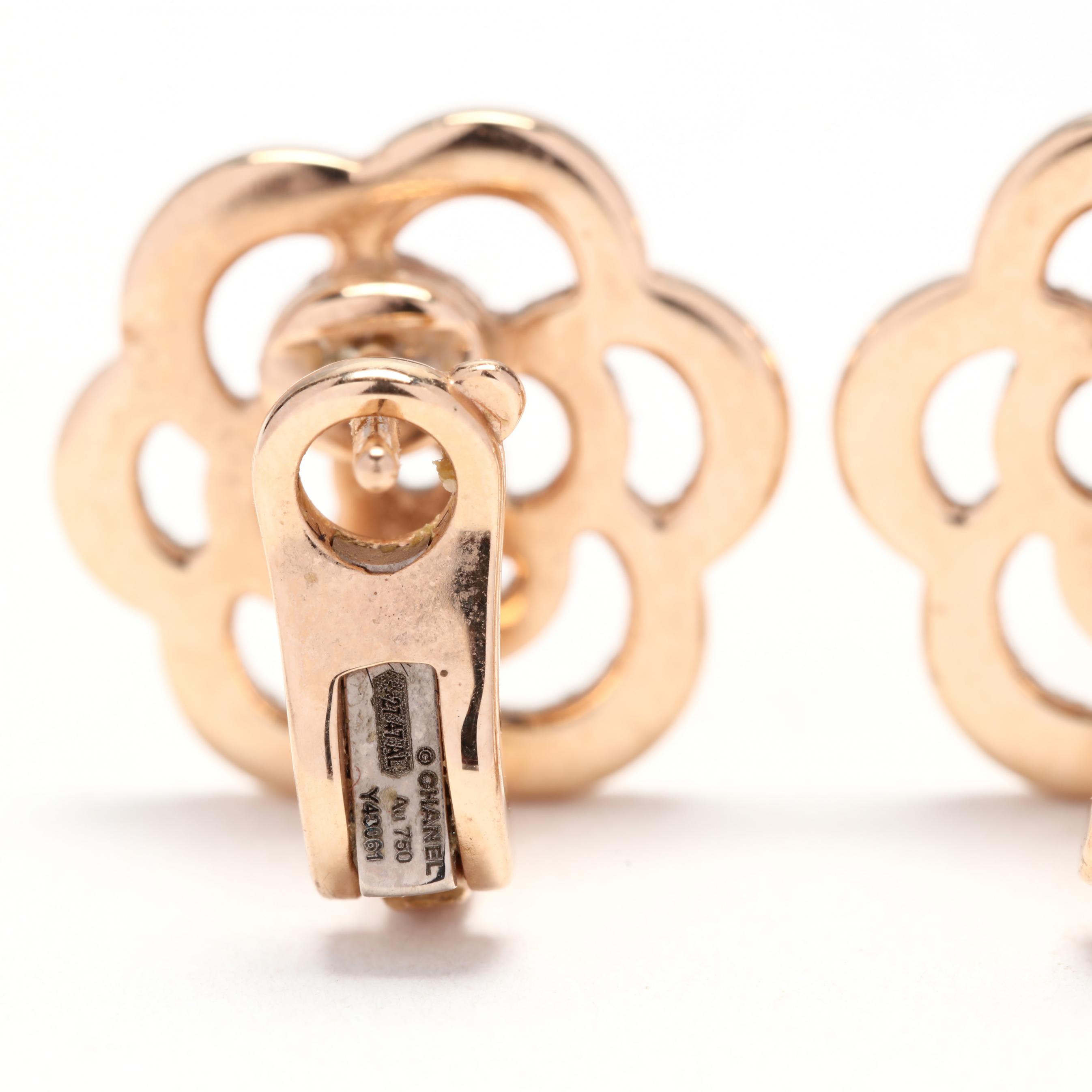 Chanel Rose Gold And Diamond Camélia Single Earring in Metallic | Lyst UK