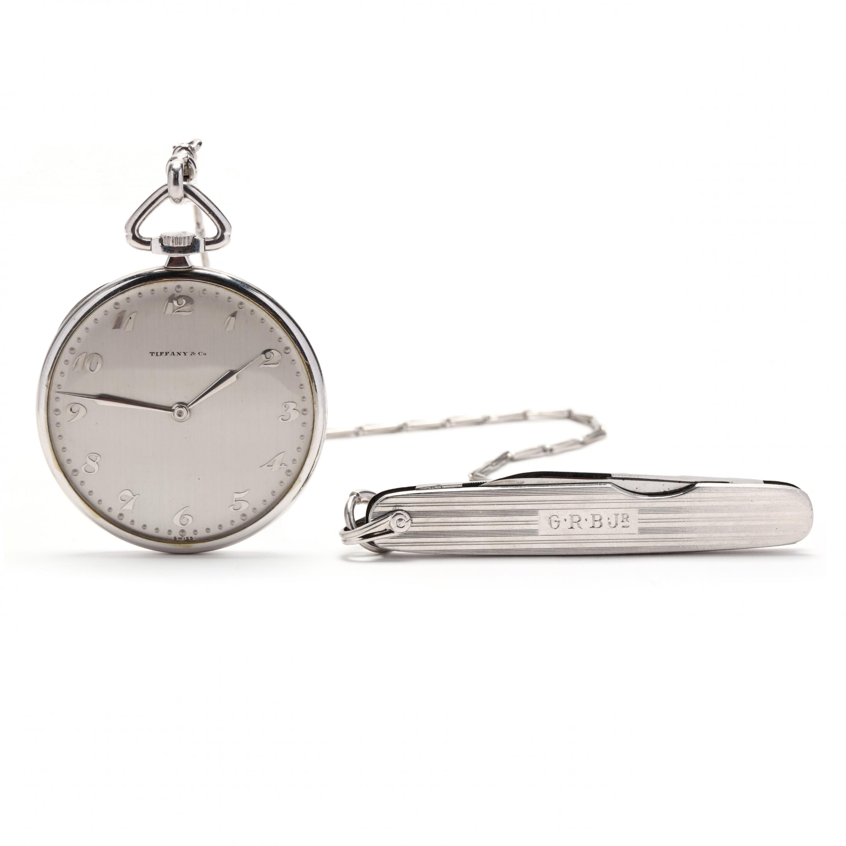 Gent's Art Deco Platinum Open Face Pocket Watch with Platinum