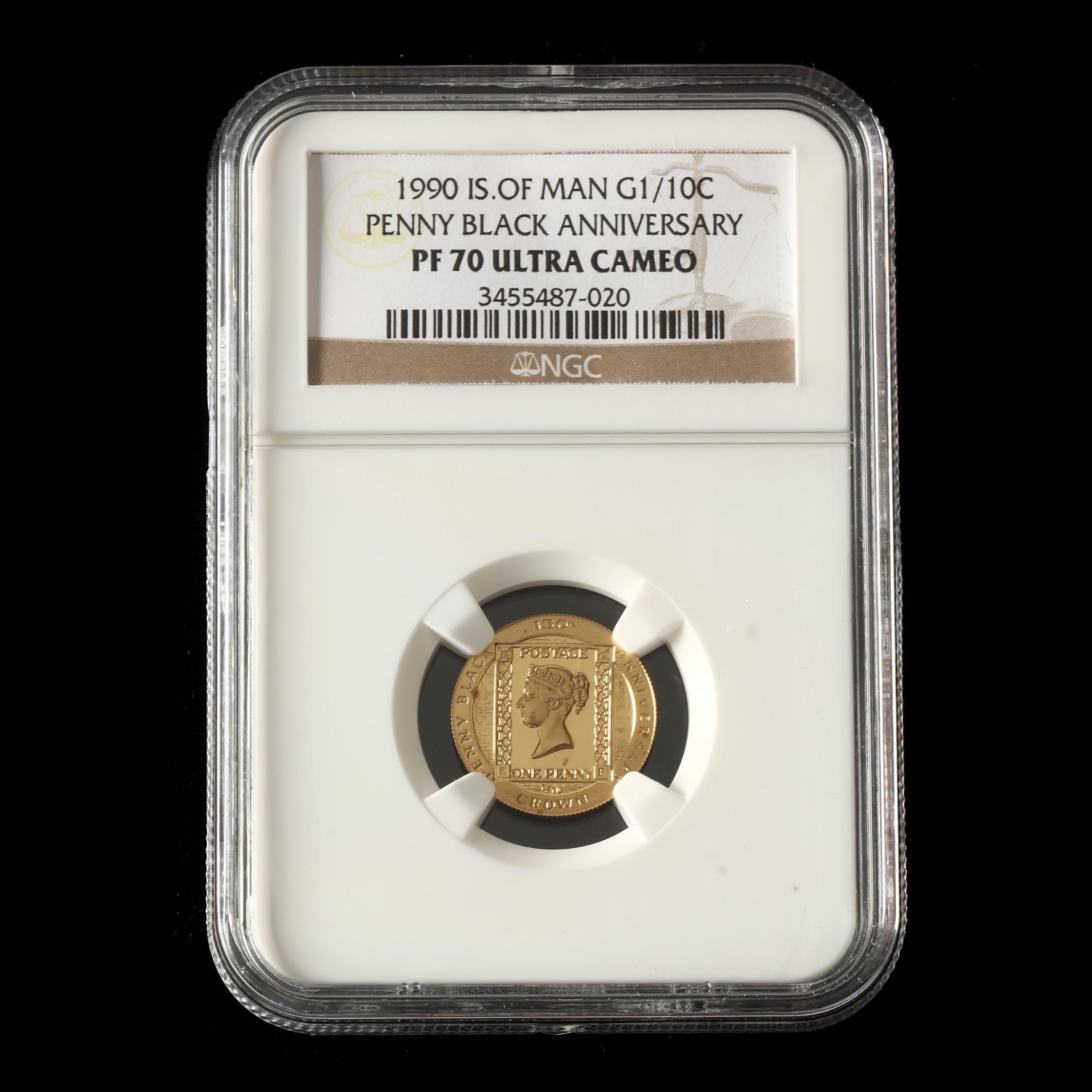 Isle of Man 1990 Gold 1 10th oz. Penny Black Anniversary Coin