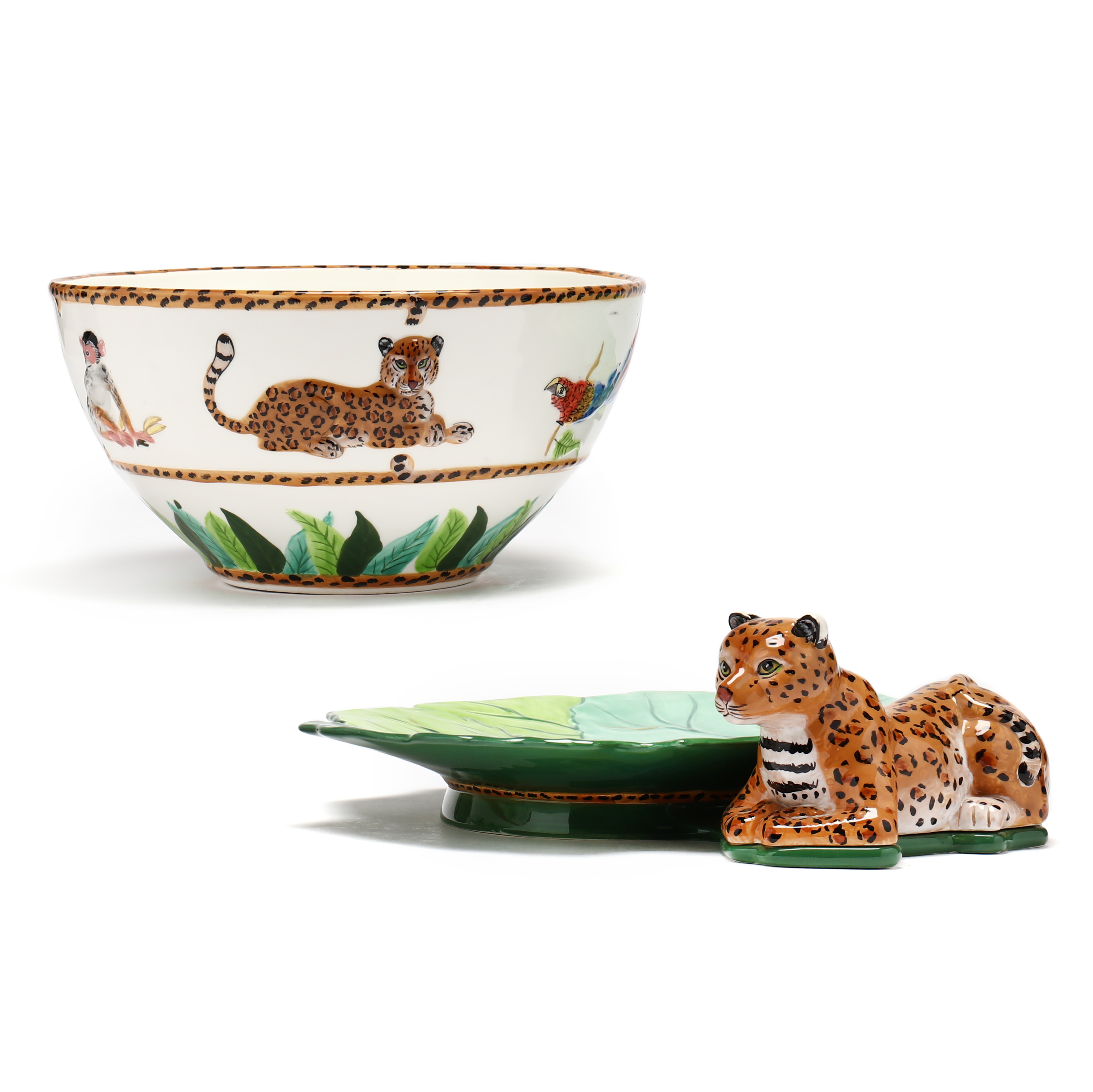 Lynn Chase Jungle Jubilee Set store Of 2 Parrot Sugar Bowl & Lid Hand Painted