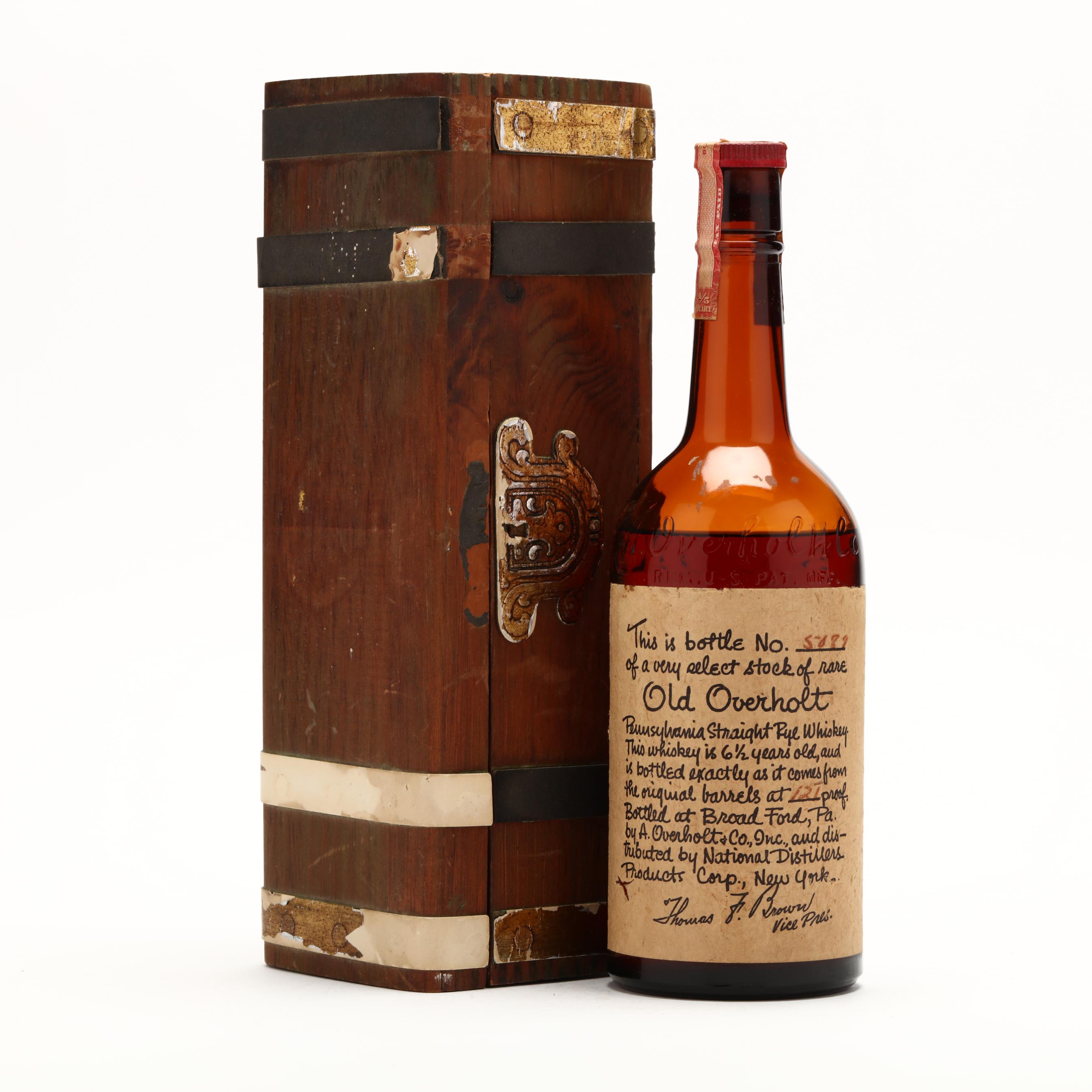 Sold at Auction: Old Overholt Rye Whiskey wooden crate