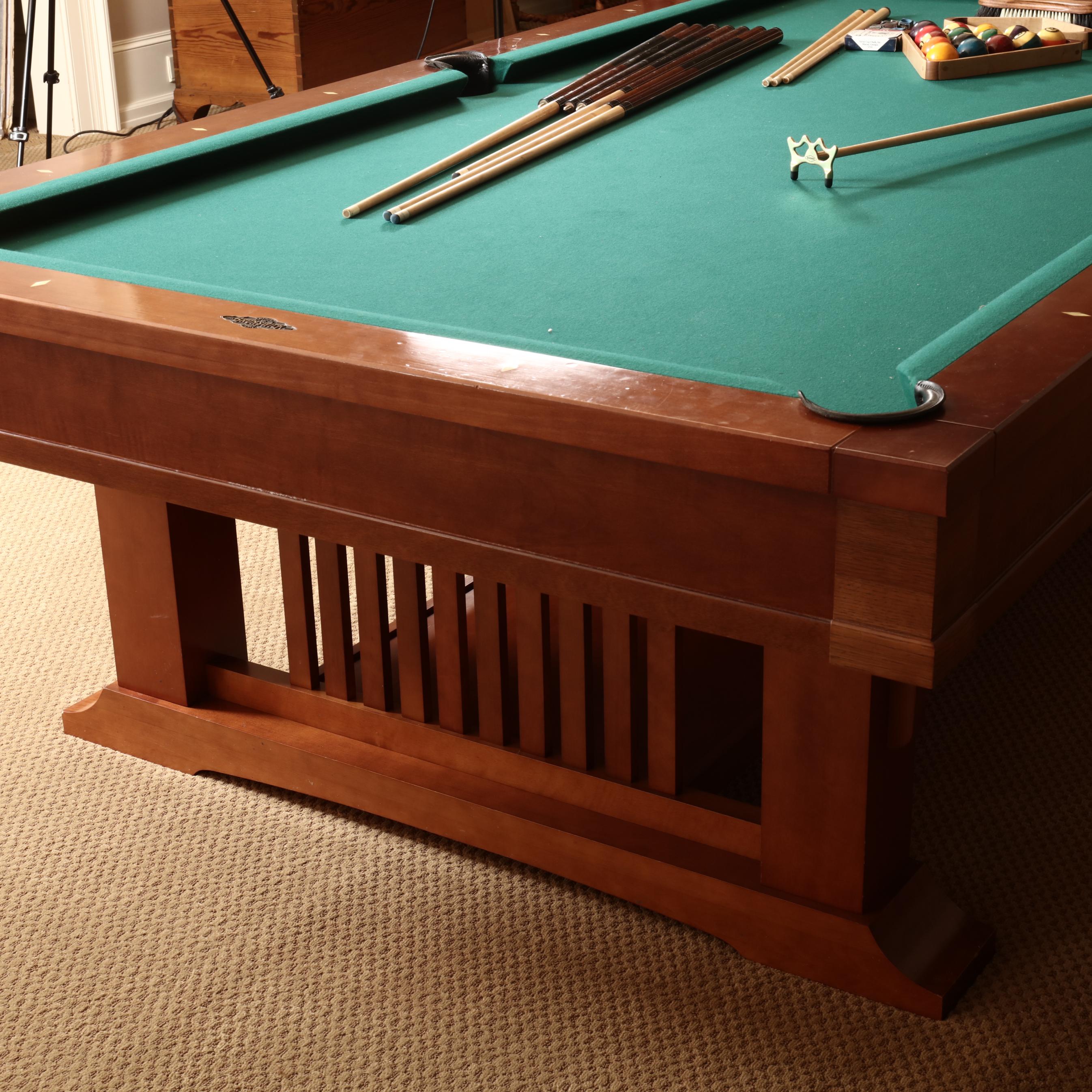 Brunswick Cherry Mission II Billiards Table and Accoutrements