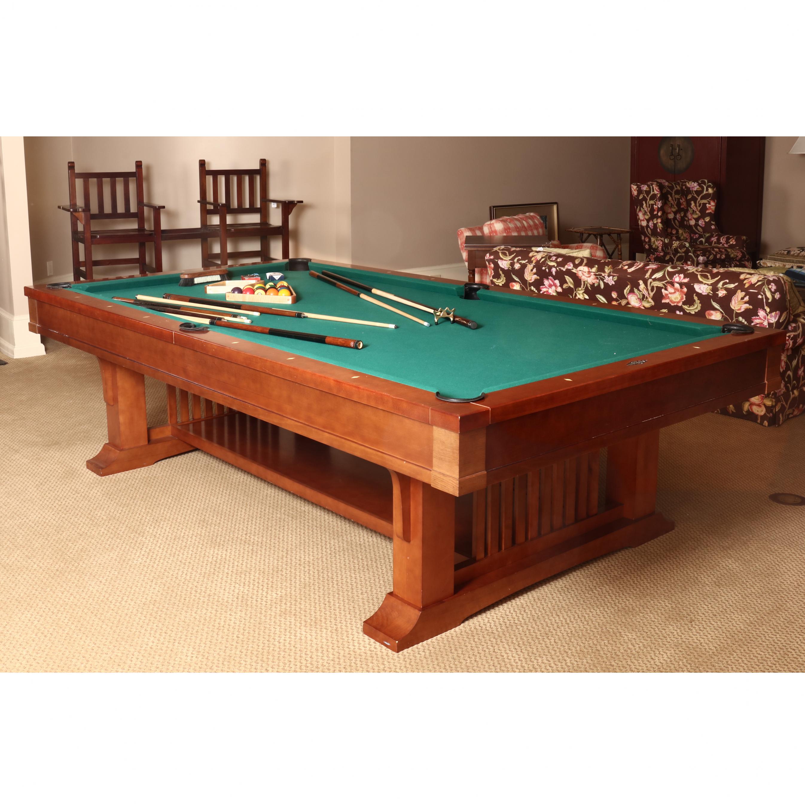 Brunswick Cherry Mission II Billiards Table and Accoutrements