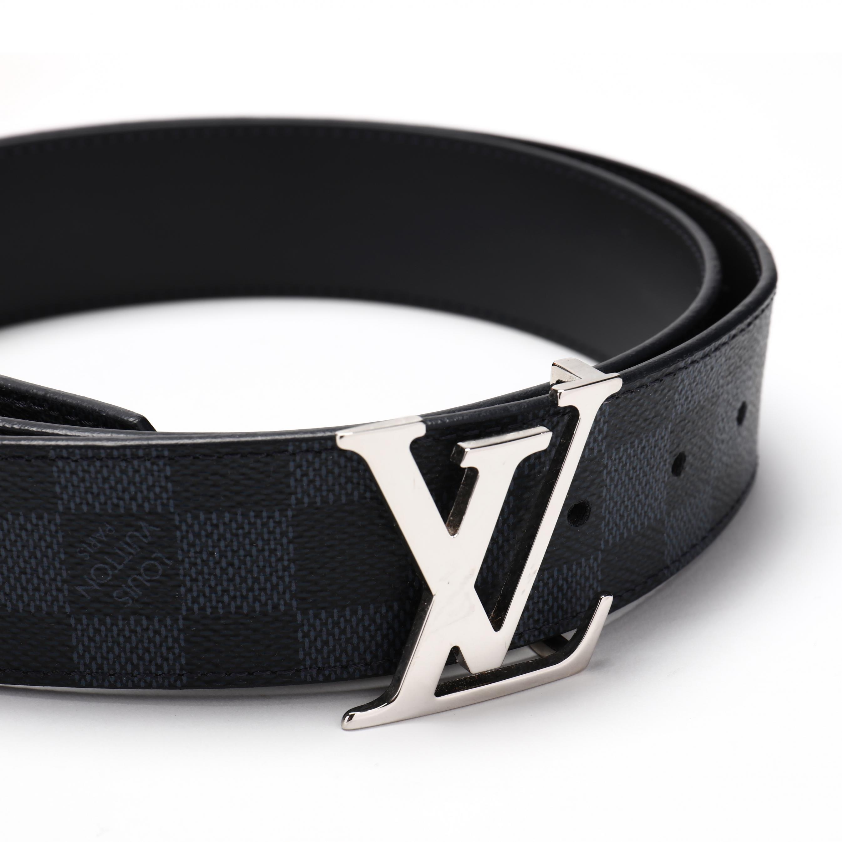 LV Initiales Reversible Belt Damier Graphite and Leather Wide 95