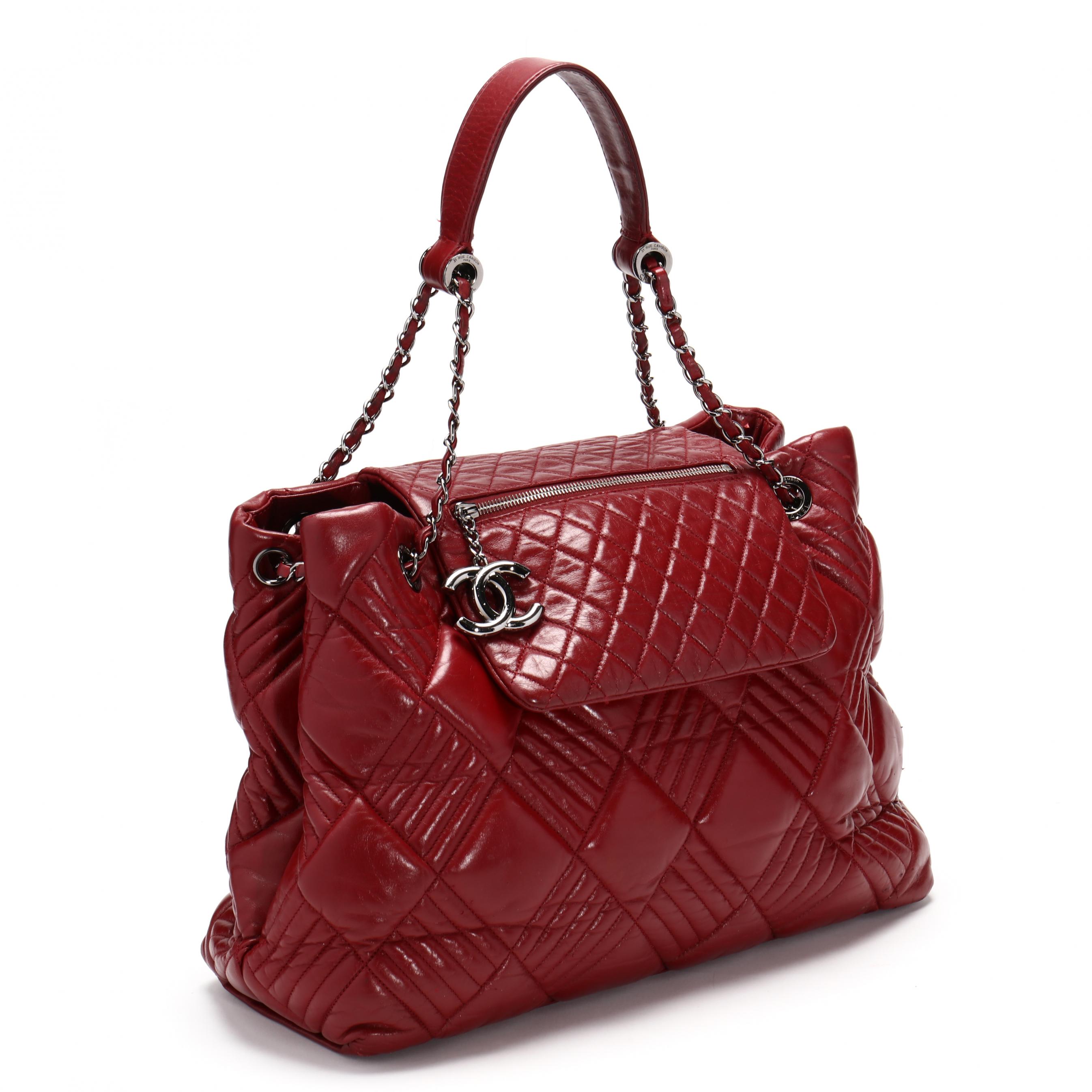 Lot 2 - A Chanel bordeaux-red quilted lambskin leather