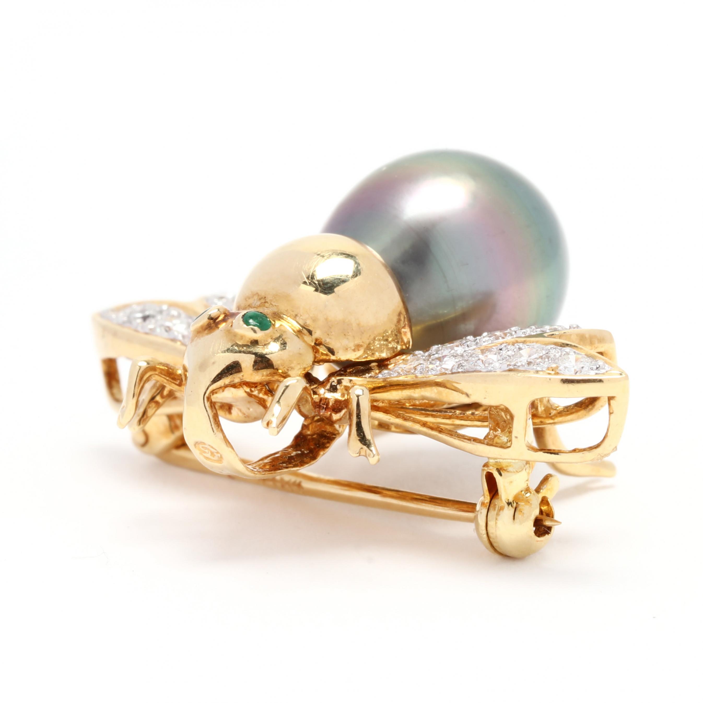 Sold at Auction: JEWELRY. 14kt Gold, Pearl and Gem Spider Brooch.