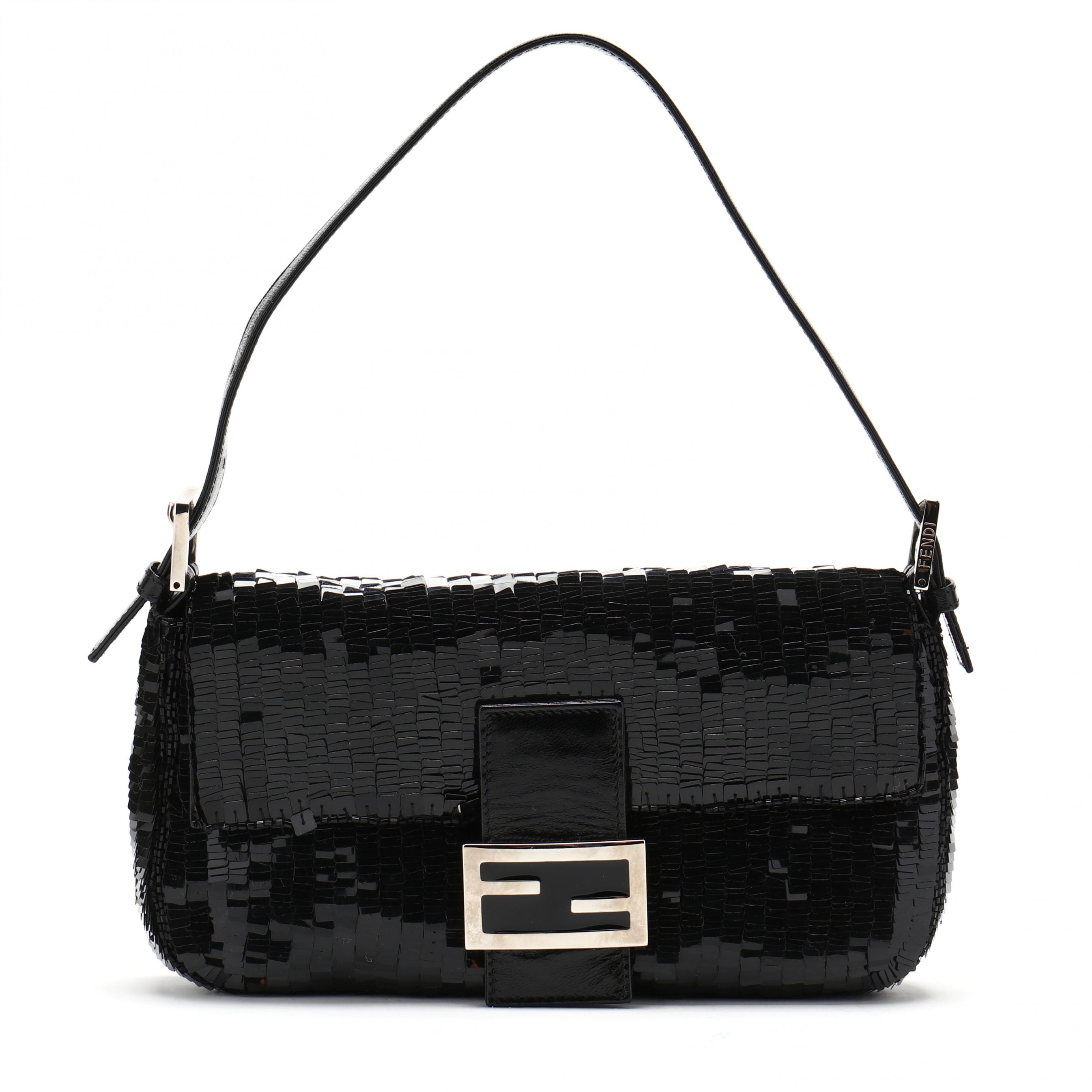 Black fendi discount baguette bag