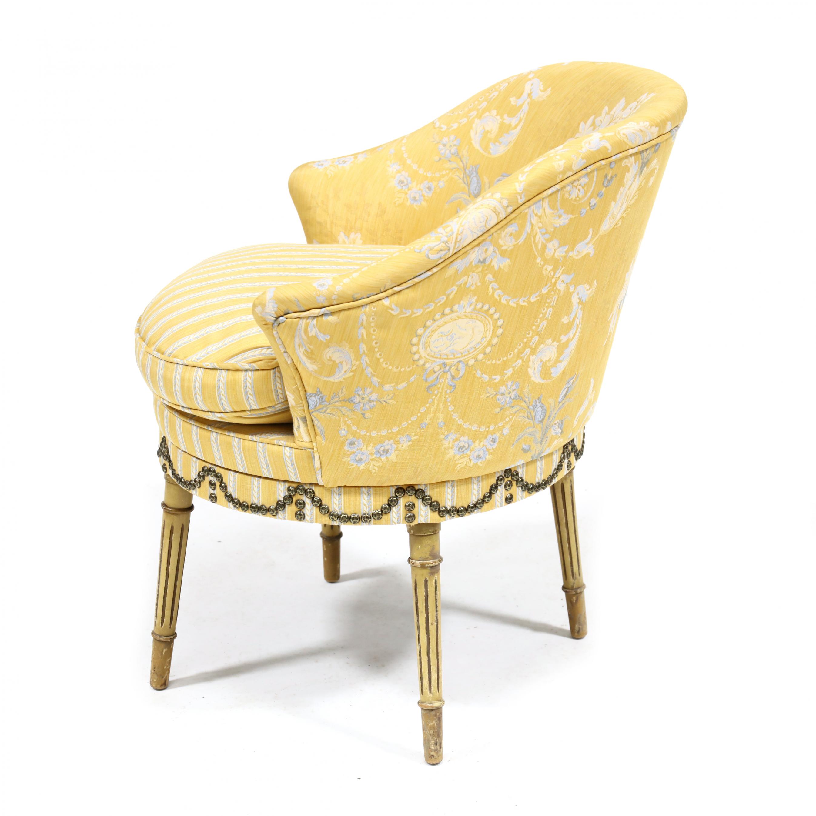 Louis XVI Antique Swivel Slipper Chair - Prudence Designs & Events