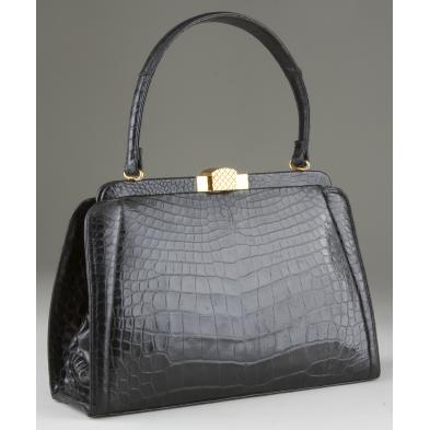 black-lucille-de-paris-alligator-purse-circa-1960