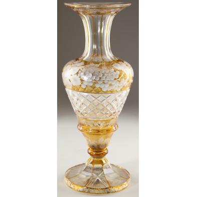 bohemian-amber-glass-pedestal-vase