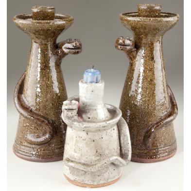 group-of-north-carolina-folk-pottery-candlesticks
