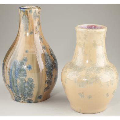 two-pisgah-forest-crystalline-vases-nc-pottery