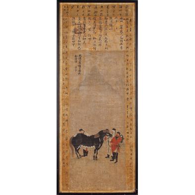 chinese-painting-of-a-horse-with-grooms