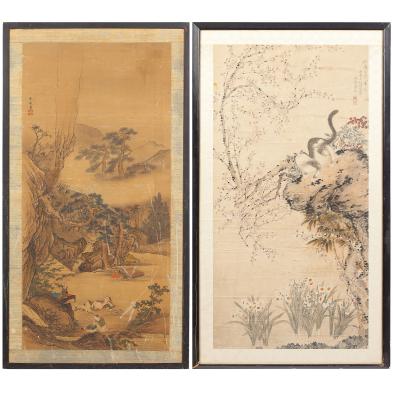two-framed-chinese-scroll-paintings