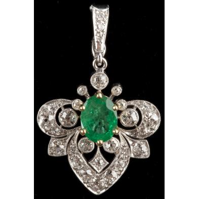 art-deco-emerald-and-diamond-platinum-pendant