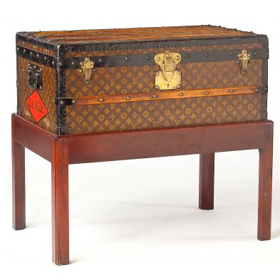 Antique Louis Vuitton Monogram Steamer Trunk Coffee Table