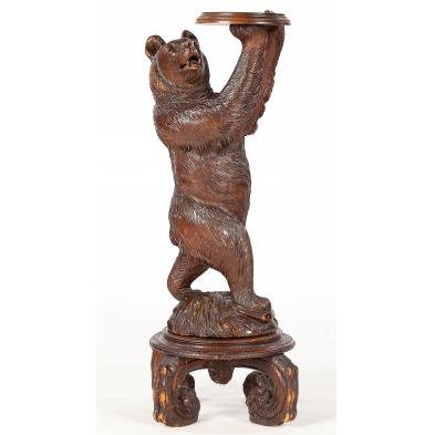 antique-black-forest-bear-carved-wooden-stand