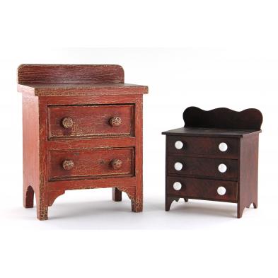 two-american-miniature-chests-of-drawers