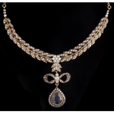 Sapphire and Diamond Bow Necklace (Lot 402 - Fine & Decorative Arts ...