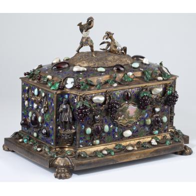 important-french-parcel-gilt-gem-set-jewel-casket