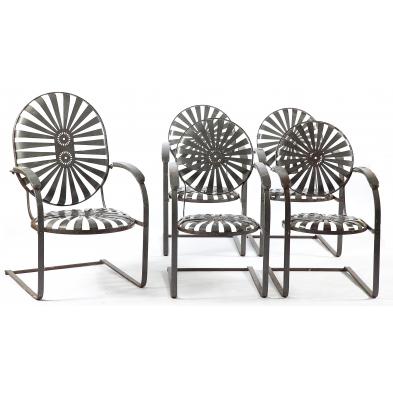 set-of-five-vintage-spring-steel-patio-chairs