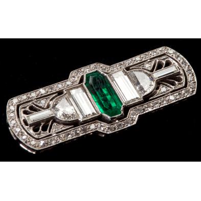 art-deco-platinum-and-emerald-and-diamond-brooch