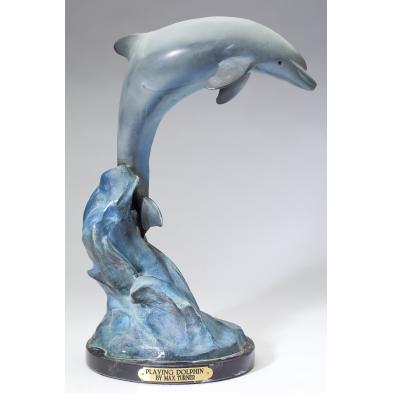max-turner-playing-dolphin-cold-painted-bronze