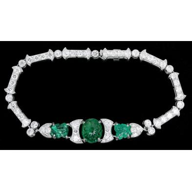 art-deco-platinum-emerald-and-diamond-bracelet